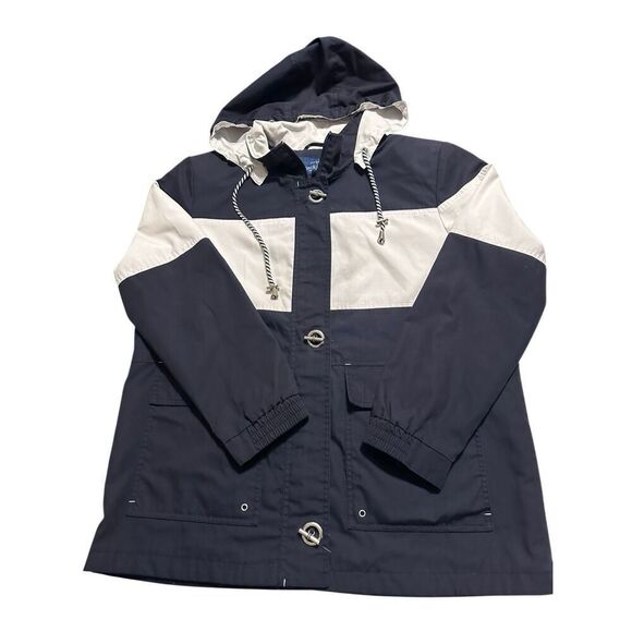 Mackintosh Jackets & Blazers - Mackintosh Women's Black Cream Colorblock Toggle Lined Windbreaker Jacket Large